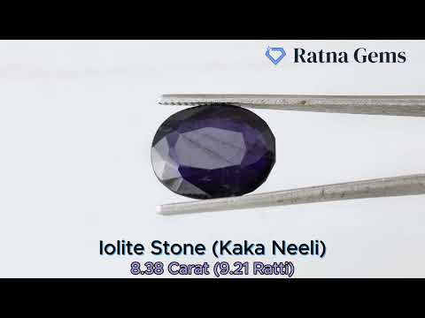 Product Video for: Iolite Stone (Kaka Neeli Stone) 8.38 Carat (9.21 Ratti) Oval Mix Cut - Certified Natural
