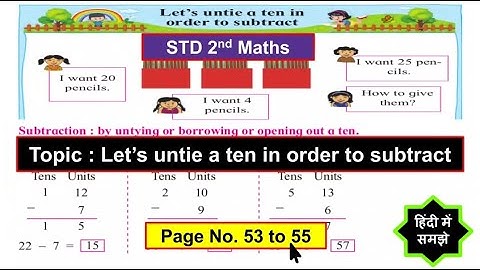 2nd Std Maths Let’s untie a ten in order to subtract Page 53 to 55 - Part 1 - MH Board