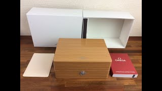 Omega Wooden Watch Box Brand New   Omega Pouch   BOOK