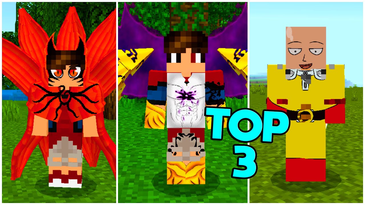 TOP 3 MELHORES ADDONS DE ANIMES para MINECRAFT PE/BEDROCK - YouTube
