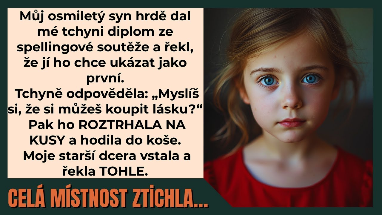 „Myslíš, že si mou lásku koupíš tímhle?“ řekla moje tchyně, když jí osmiletá dcera hrdě ukázala certifikát ze soutěže ve hláskování. Pak ho roztrhla na kusy a hodila do koše. Všichni ztichli. Pak...
