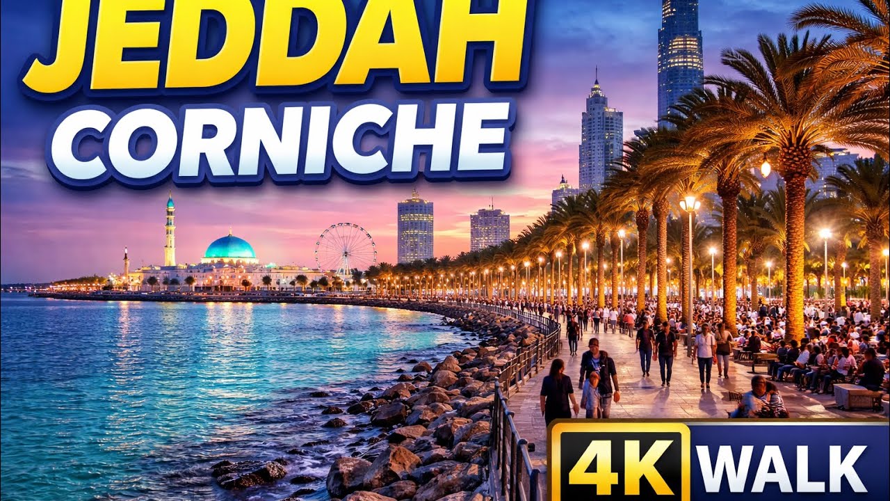 Relaxing Jeddah Corniche 4K walk along the Red Sea. Pure vibes, peaceful views, and city life.