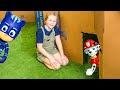 Assistant and Paw Patrol joins PJ Masks in a Box Fort Hide N Seek Challenge