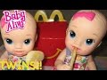 BABY ALIVE Twins Go To McDonalds + Shopkins For Baby Alive!