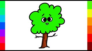 Famous How to draw a TREE - Easy Tutorial for Kids, Toddlers, Preschoolers Wealth