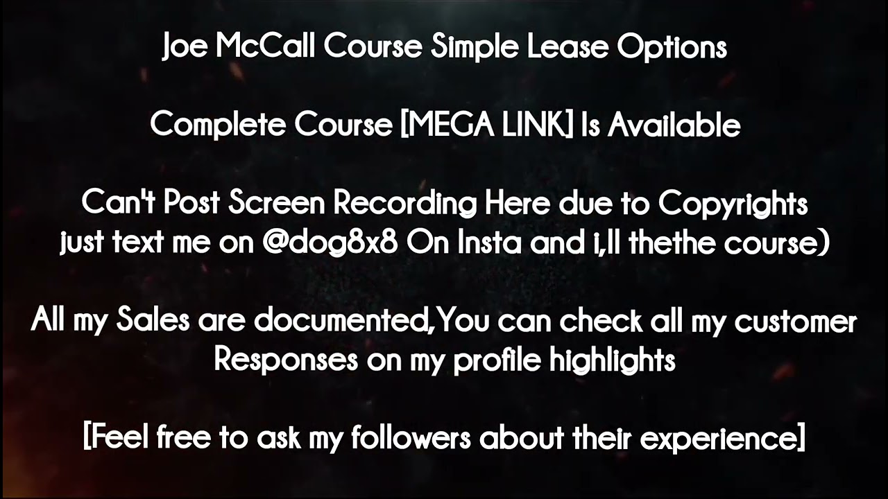 Joe McCall Course Simple Lease Options course download