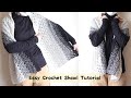 かぎ針編み ショールの編み方 ストールのようなマフラーのような/Easy Crochet Shawl Tutorial /Lase Pattern/Beginner