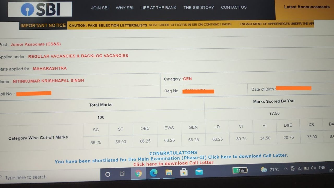 My Sbi Clerk Pre Scorecard Apka Kya Score Raha YouTube