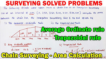 how to calculate area of irregular land, chain surveying, average ordinate rule, trapezoidal rule