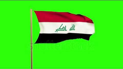 Iraq flag waving in the wind. Green screen, alpha matte. Loopable animation Stock video by