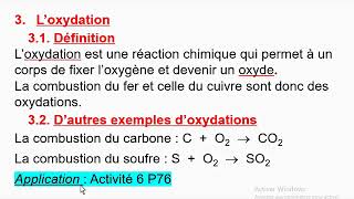 Oxydation des corps purs simples cours de 3ème 