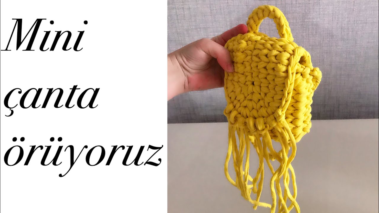 Penye ipten örgü mini çanta yapımı