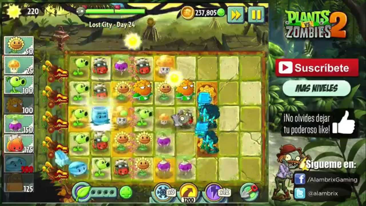 Plants Vs Zombies 2 - Ciudad perdida día 24 - YouTube