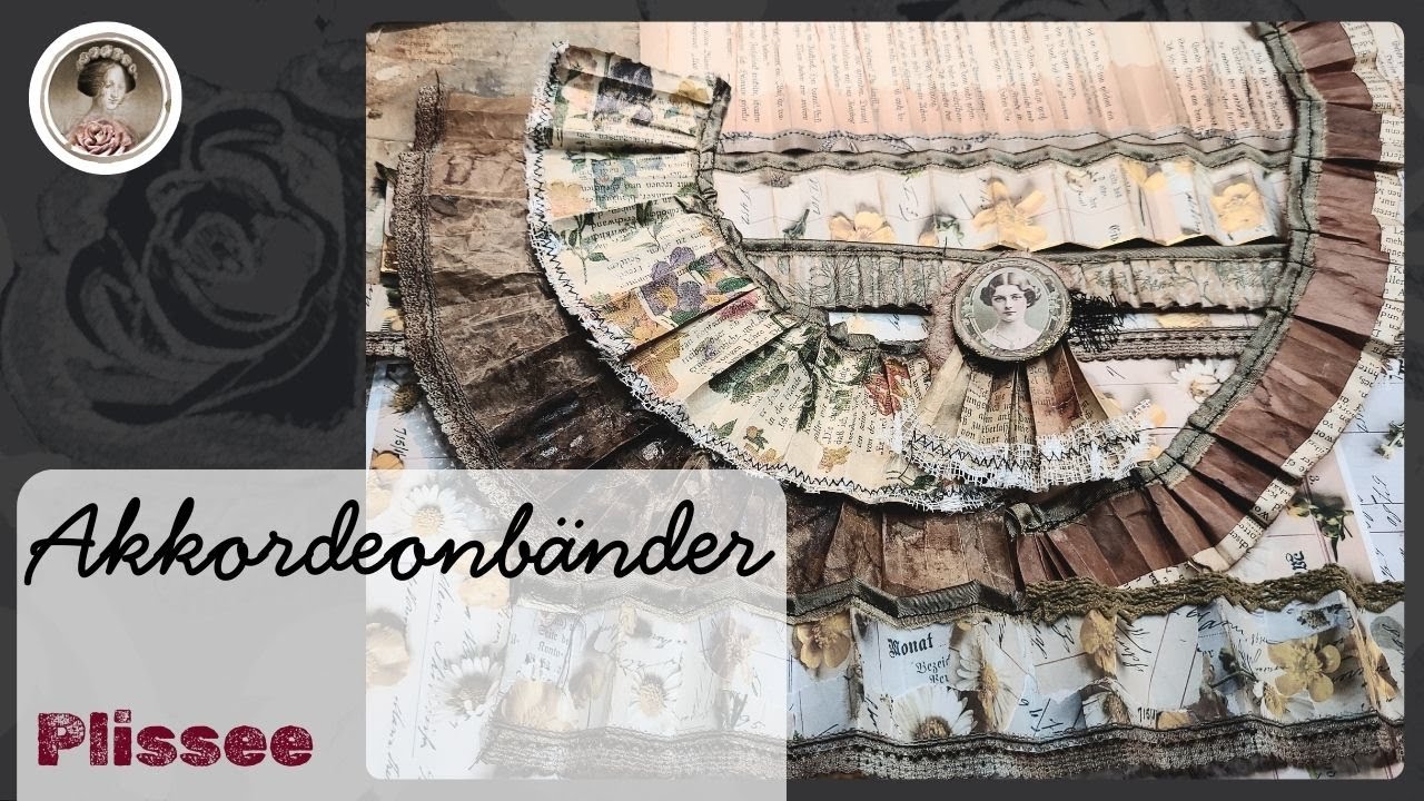 Vintage Plissee/Akkordeon Snippet Roll ✤ FREEBIE ✤ Papierbänder mit Buchseiten  ✤ Junk Journal ✤