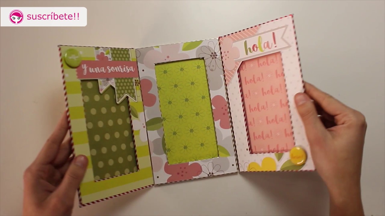 Cómo hacer un portafotos triptico con papel estampado - YouTube