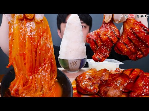 <strong>ASMR</strong> EVEREST <strong>MOUNTAIN</strong> RICE &amp;amp; KIMCHI &amp;amp; BBQ CHICKEN 밥 적당히 조금 &amp;amp; 김치 &amp;amp; 치킨 &amp;amp; 찜닭 &amp;amp; 갈비