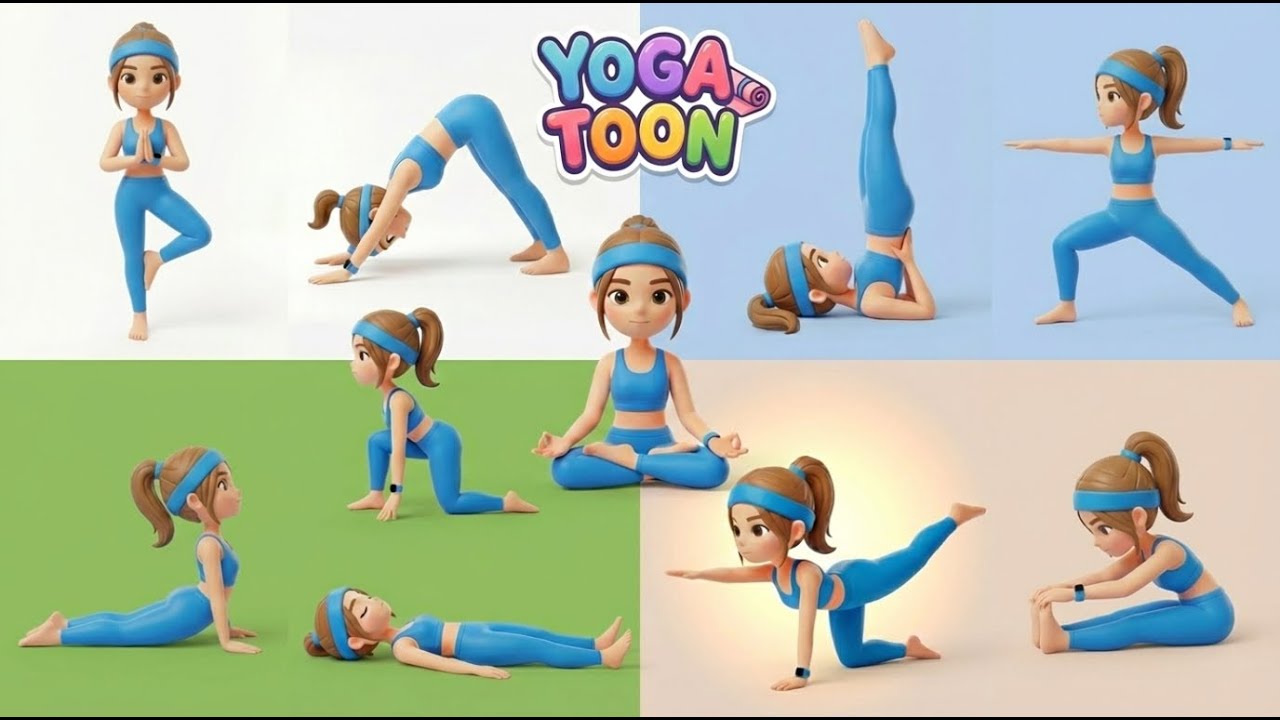 Yoga for kids | Yoga for better sleep | Cute Cartoon Routine