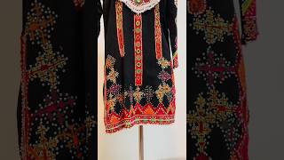 Stunning Black Traditional Embroidered Dress | Handmade Afghan & Pashtun Ethnic Fashion