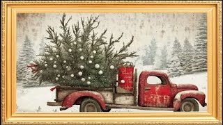 Bringing Home Holiday Cheer  Christmas  golden frame vintage art tv minimalist background wallpaper screenshot 5