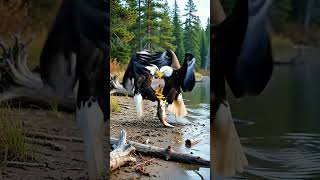 Bald Eagles Fight Over a Fish 🦅🐟 | Raw Wildlife Survival | #shorts #eagles #fighting #wildlife #yt