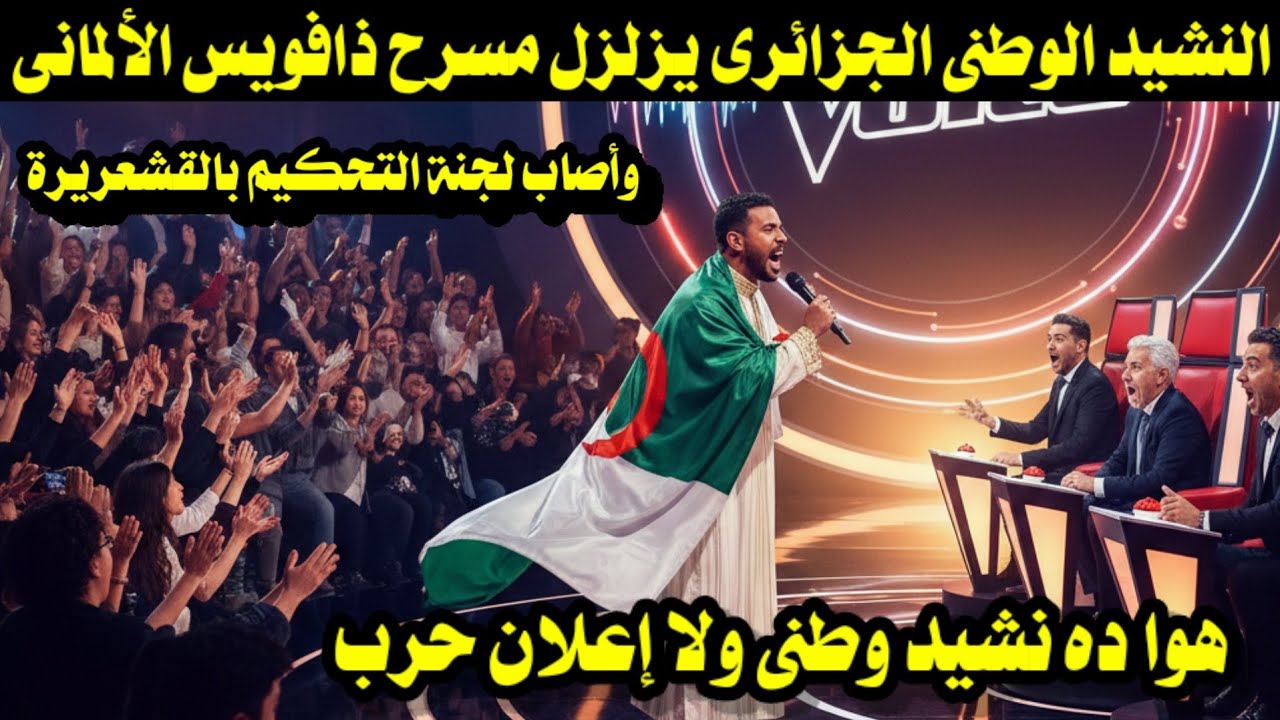 النشيد الوطنى الجزائرى يزلزل مسرح ذافويس الألمانى وأصاب لجنة التحكيم بالقشعريرة 