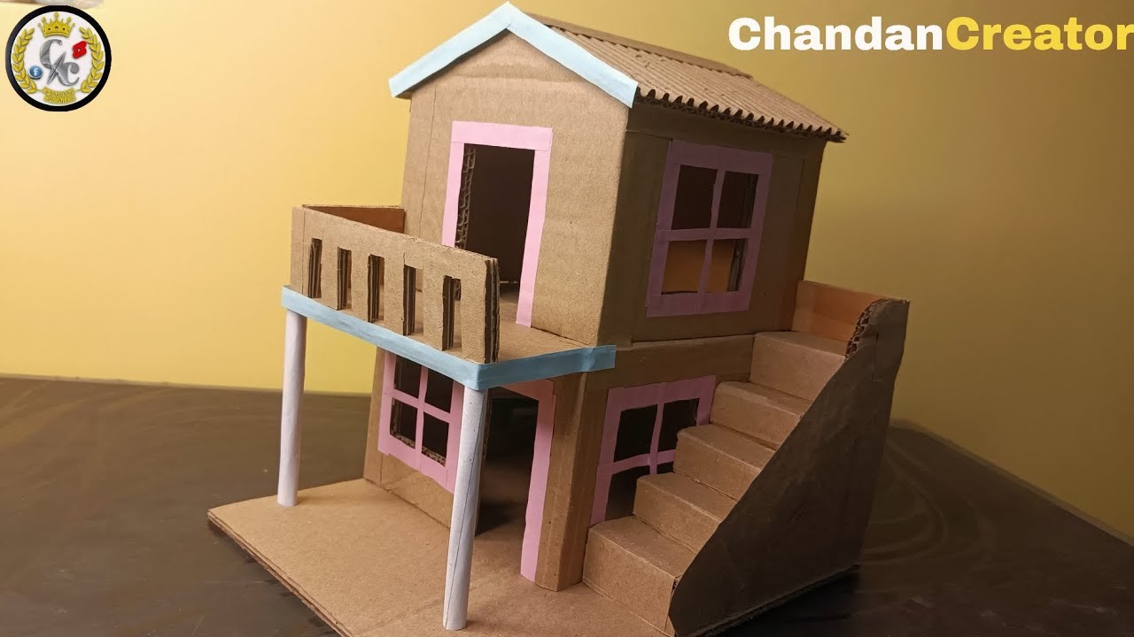 Making a House With Cardboard For School project |How To Make Cardboard Modal House | 