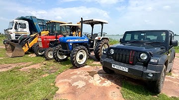Mud Test of JCB 3dx | Mahindra Thar | TATA 2518 Tipper | Swaraj 855 Fe | New Holland 3630