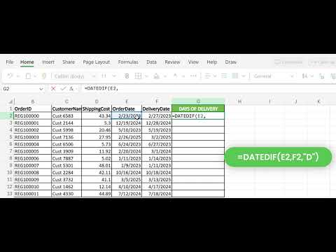 Calculate DAYS Difference using DATEDIF FUNCTION in MS EXCEL #excel #exceltips #exceltutorial