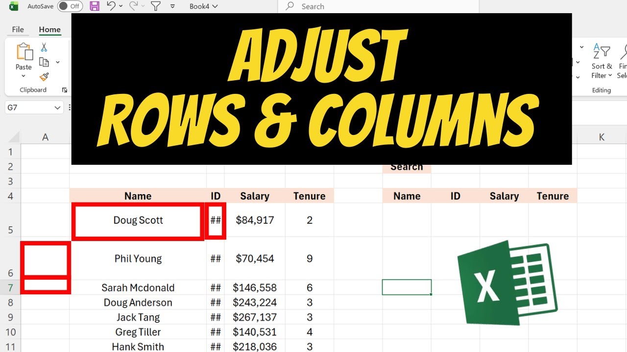 Как изменить высоту строк и ширину столбцов в Excel