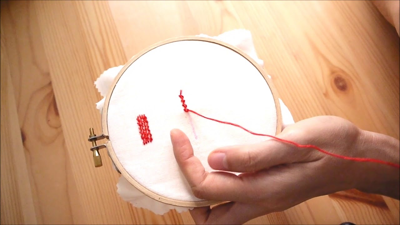 刺繡針法:扭轉鎖鏈繡 Twisted chain stitch embroidery tutorials 縮圖