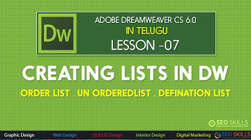 #Best Telugu Tutirial :: How to Create lists in Adobe Dreamweaver CS6.0