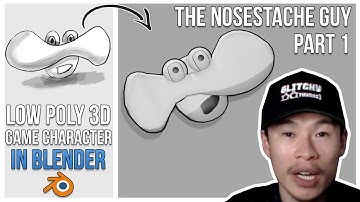 Making a Low Poly 3D Game Character in Blender Tutorial Part 1 - 1.4: The Nosestache Guy- Devlog 006