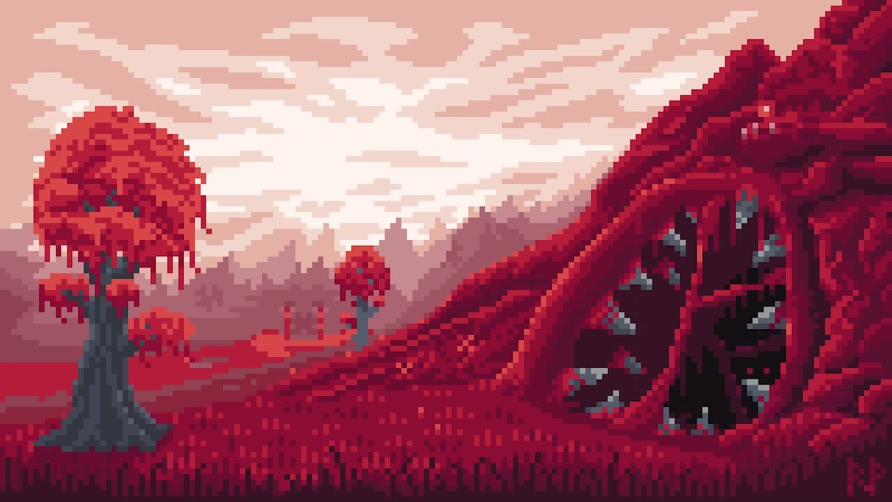 Terraria Pixel Art Animation: The Crimson Wasteland (Version with Music)