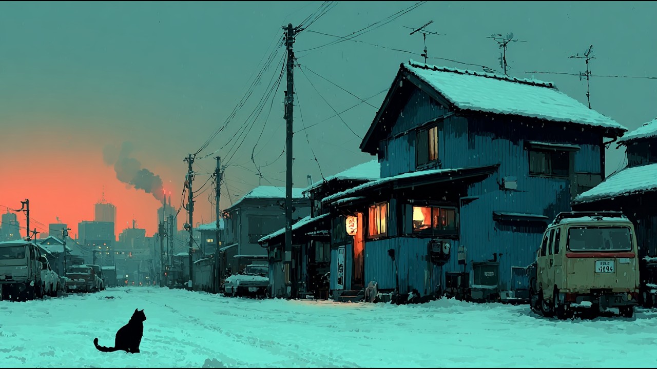 ❄️ Snowy Backstreet Café Lofi | 5-Min Ambient Study Loops (Piano & Guitar)