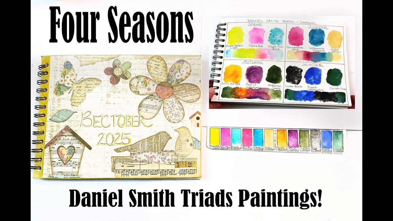 Painting Four MORE Sketchbook Page Spreads! Daniel Smith Watercolor Triads 