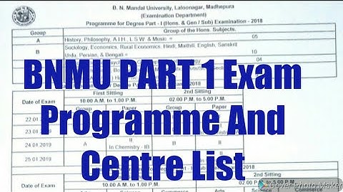 BNMU Part-1 Exam Program & Center List 2018