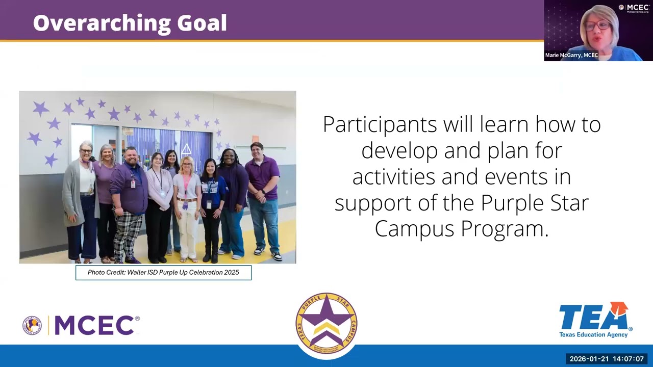 TEA Purple Star Campus PLC Session 4 (January 21, 2026)