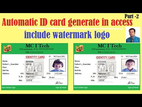 Automatic ID card generate in access Part 2 | include watermark logo