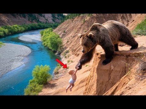 Mother Bear Rescued Baby Falling from the Cliff—Everyone was in Tears 😭 ...