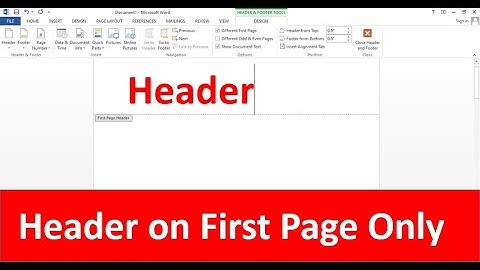 Header on first page Only - MS Word