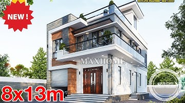 MẪU NHÀ 2 TẦNG MÁI BẰNG 8X13M ĐẸP NGẤT NGÂY TẠI NHÀ BÈ | MH00360