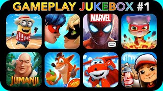 GAMEPLAY JUKEBOX #1 Minion Rush, Spiderman, Talking Tom, Jumanji Epic Run, Crash Run, Subway Surfers screenshot 4
