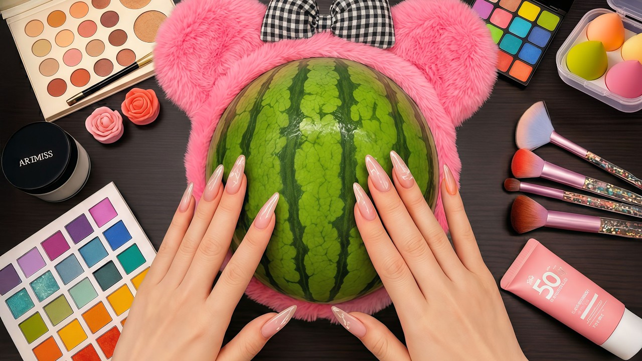 ASMR Makeup on Watermelon (No Talking)
