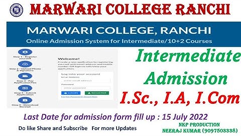 Marwari College Ranchi Intermediate Admission Form Fill up Started // I.Sc., I.Com, I.A