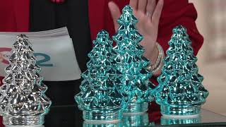 Set of 3 Illuminated Mercury Glass Graduated Christmas Trees on QVC Wealth