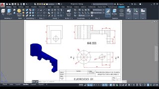 ✔AutoCAD 3D Cómo crear Vistas Secciones ASA Y DIN, crear vistas automáticamente acotar AutoCAD 2023