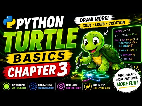 1 Loop = Unlimited Designs 🔥 Python Turtle Chapter 3 Hindi#python #turtle 