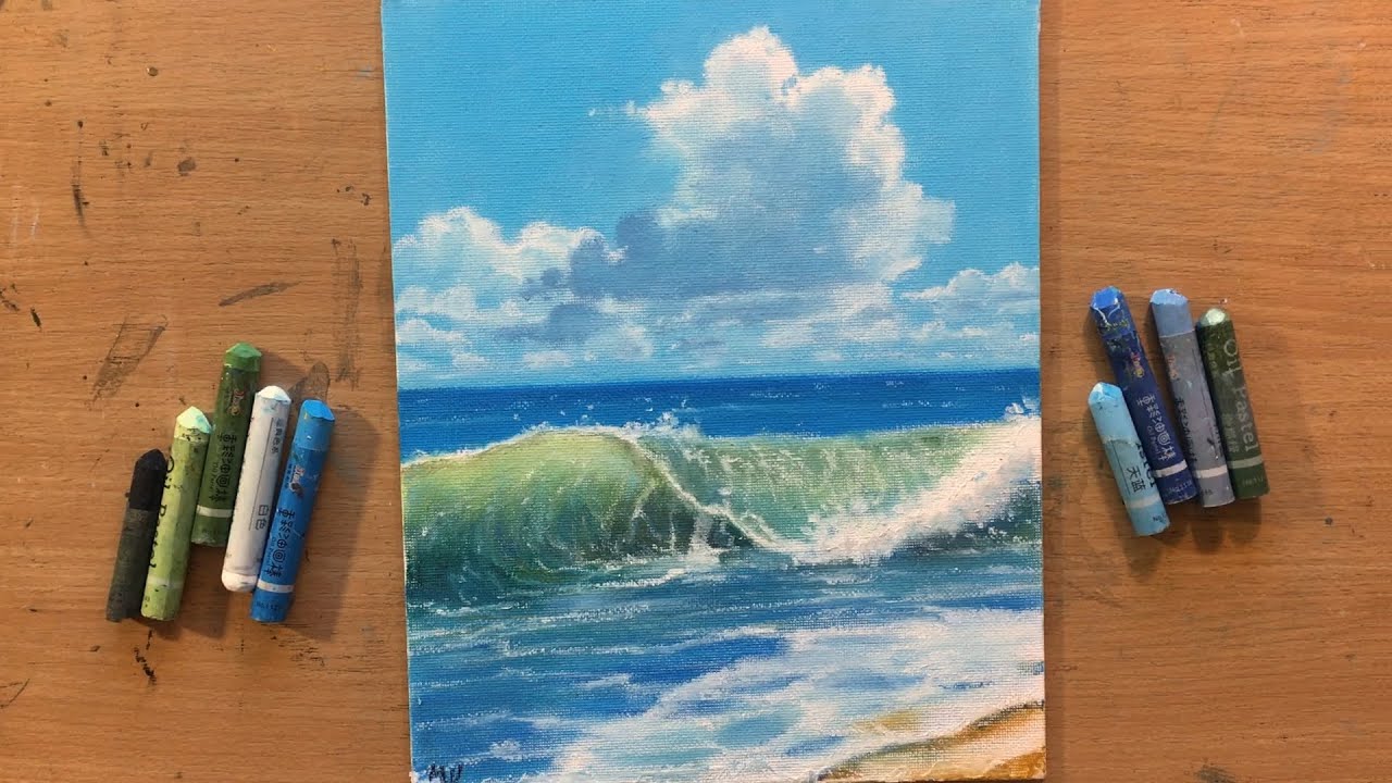 Seascape in Oil Pastel - YouTube