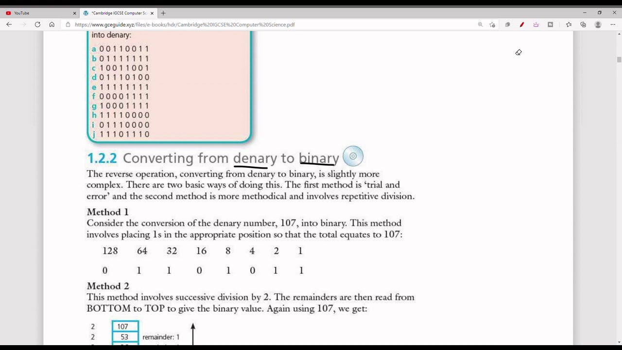 IGCSE Computer Science Tutorial: Binary systems and Hexadecimal