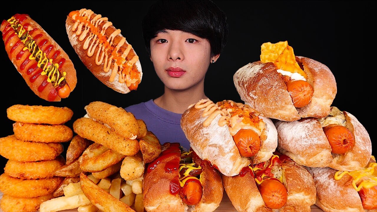 ASMR CHEESY HOTDOG + CHEESE STICKS + FRIES | BULLDOG HOTDOG (Eating Sound) | MAR ASMR